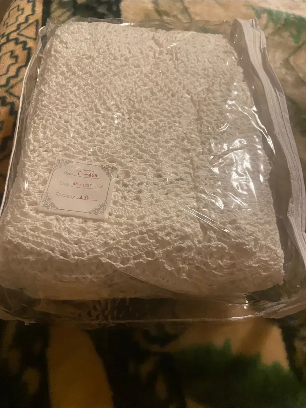 Hand Crochet Lace Tablecloth - Classic White Size 68X122”